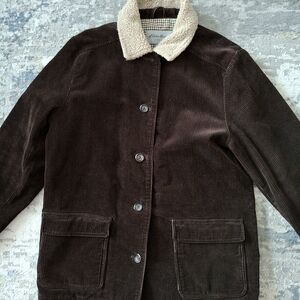 Eddie Bauer Brown Corduroy Jacket, Flannel Lined, Sherpa Collar Women's L